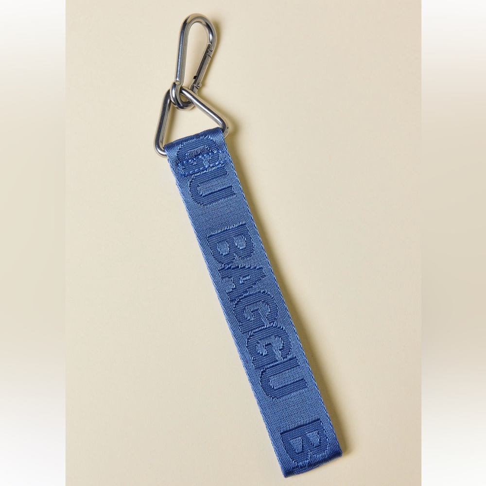 BAGGU Steel Blue Woven Key Strap with Silver Clip NEW NWT